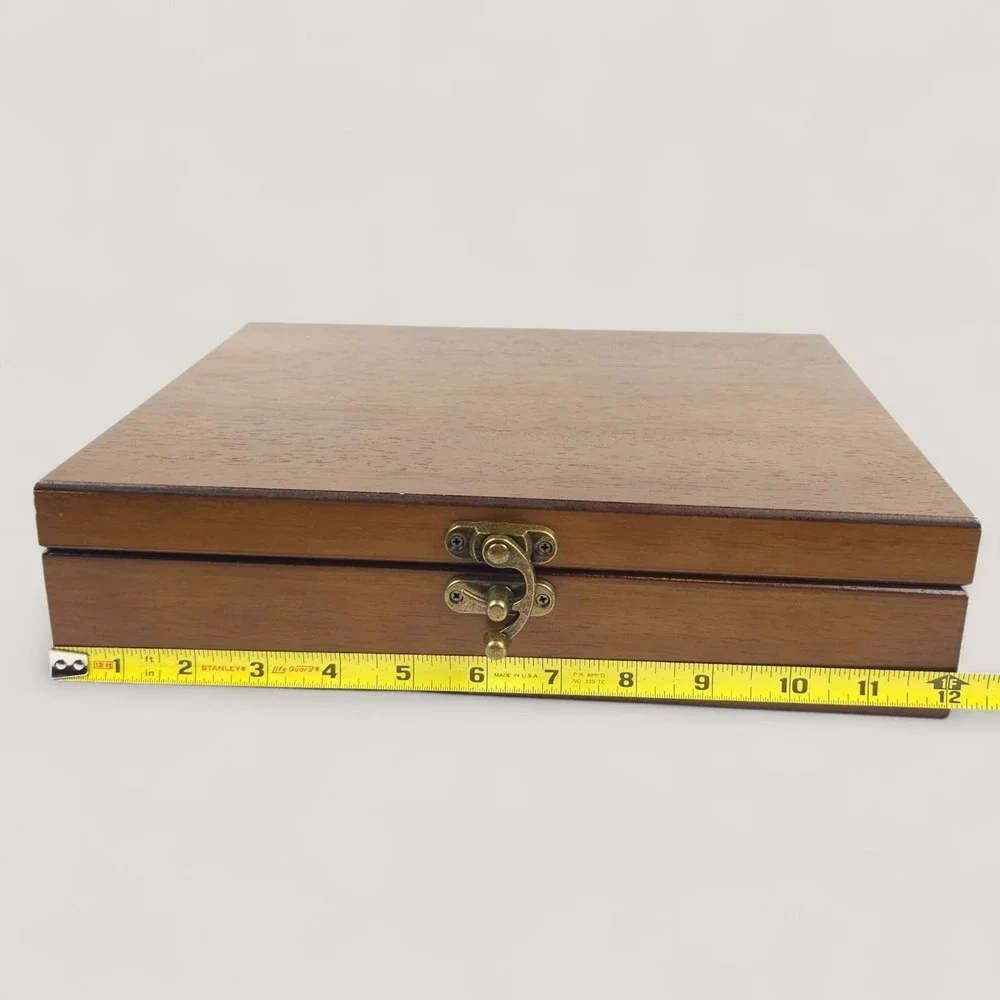 Wooden Valet Box Chess Piece Storage Case Jewelry Keepsake Memory Organizer 12